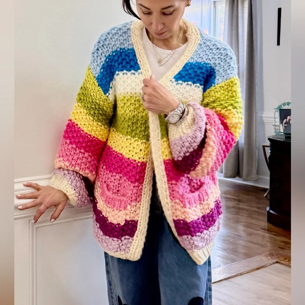 ShopEvelynne Multicolor Chunky Knit Cardigan - Picture 1 of 3